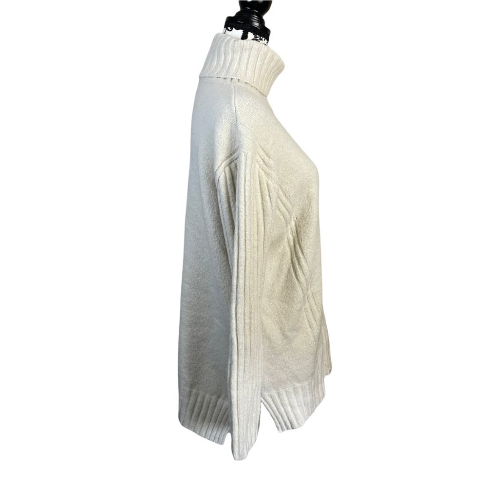 All in Favor | Women's Ivory White Turtleneck Metallic Rib Stretch Sweater Small - Picture 7 of 8